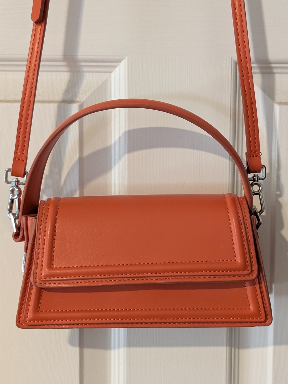 Zara Women's Orange Structured Top-Handle Crossbody Bag